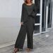Women's Clothing Women's Long Sleeved Irregular Hem Tops With Elastic Waist And Wide Leg Trousers_ecoleips.com