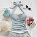 American Style Women's Halter Neck Camisole Slim Fit Backless Top Metal Embellishments Casual Versatile_ecoleips.com