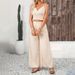 Women's Clothing Jacquard Striped Suspenders Straight Slit Casual Pants Summer Women's Two Piece Trousers Suit_ecoleips.com