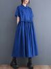 2026 Spring Summer New Patchwork Shirt Dresses For Women Short Sleeve Loose Casual Vintage Long Dress Fashion Elegant Clothing_ecoleips.com
