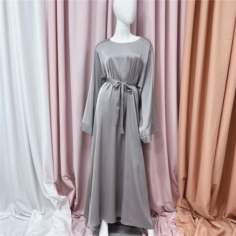 Muslim Clothing For Women Simple Robe Casual Outdoor Plus Size Tie Loose Dress Long Skirt_ecoleips.com