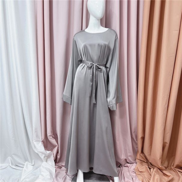 Muslim Clothing For Women Simple Robe Casual Outdoor Plus Size Tie Loose Dress Long Skirt_ecoleips.com
