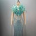 Women's Clothing Sequins Fashion Three Dimensional Feather Beading Diamond Hip Wrapped Blue Slim Sleeveless Evening Dress_ecoleips.com