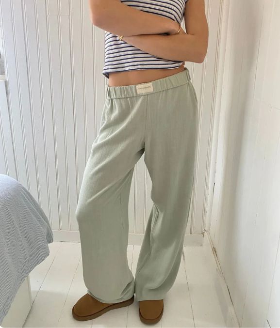 New Fashion Casual Striped Cotton High-Waisted Wide Leg Pants With Print - Comfortable & Stylish For Women_ecoleips.com