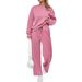 Aria Basics 2025 European American Women's Autumn Winter Long Knit Two-piece Set, Long-sleeved Casual Wide-leg Pants With Drawstring_ecoleips.com