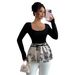 European And American Cross-border 2026 Spring New Style Square-neck Tie Slim-fit Niche Design Floral Hem Versatile Top_ecoleips.com