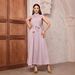 Women's Clothing Muslim Solid Color Casual Sleeveless Base Dress High Collar Belt Dress_ecoleips.com