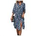 European American Foreign Trade Leopard Print Sleeve Shirt Dress, Woven Three-quarter Sleeve, Loose And Stylish Women's_ecoleips.com