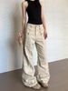 Aria Basics American Retro Multi-Pocket Cargo Pants For Men And Women, Straight-Leg, Slightly Flared, Slimming, Washed, Casual,_ecoleips.com