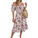 Real Shot Of Spring/summer European And American Off-shoulder Short-sleeve Floral Ruffle Maxi Vacation Dress._ecoleips.com