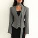 2026 New Fashion Solid Color V-Neck Scarf Decorated Long Sleeve Casual Blazer Jacket Top_ecoleips.com