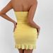 Women's Clothing Sexy Tube Top Pleated Hollow Ruffled Hip Dress_ecoleips.com