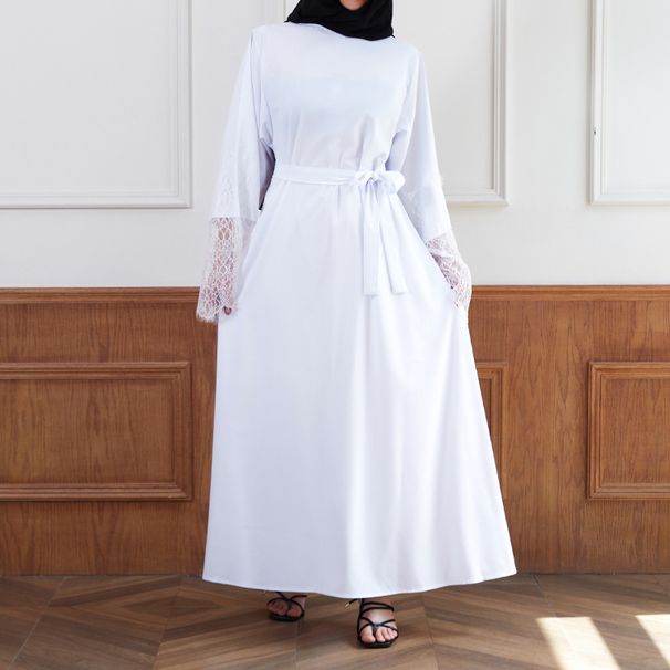 In-stock Fashion 2026 Spring Elegant Ladies' Dress With Lace Sleeves, Pullover Style, Large Hemline Long Gown, Direct_ecoleips.com
