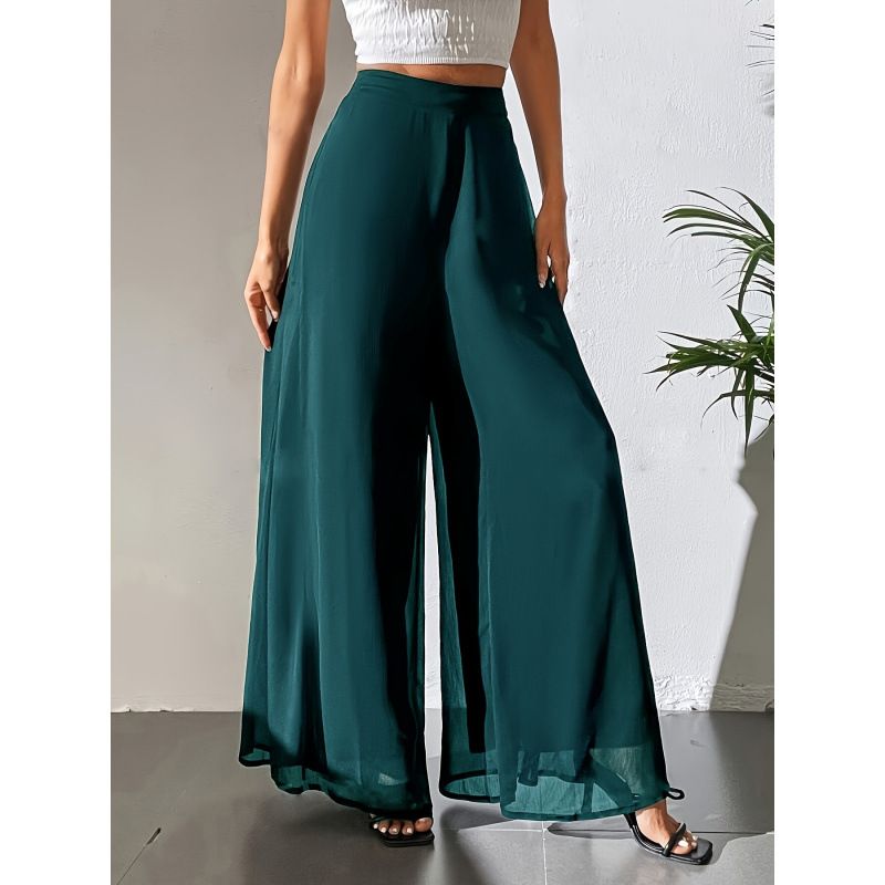 Women's Clothing Casual Chiffon Wide Leg Pants Loose Long Trousers For Women_ecoleips.com