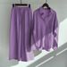 Women's Clothing Women's 2 Piece Set Muslim Sets Vintage Plus Size Cotton And Linen Shirt Set High Waist Loose Trousers_ecoleips.com