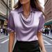 Women's Clothing Elegant Simple Duffle Collar Shirt Top For Women Short Sleeves Wish New 2026_ecoleips.com