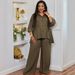Plus Size Women’s Striped Shirt & High-Waisted Wide-Leg Pants Set – Trendy Spring 2026 Casual Outfit (S-XXL)_ecoleips.com
