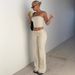 Women's Clothing Solid Color Tube Top Flared Trousers Fashionable Slim Suit_ecoleips.com