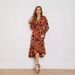 2026 Independent Site Cross-border Supply Autumn And Winter New V-neck Long-sleeve High-waisted Floral Dress_ecoleips.com