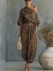 Leopard Print Suit for Women Off-Shoulder Top And Lantern Pants European American Style Independent Website Bestseller Summer Fashion_ecoleips.com