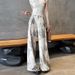 Suitable For All Seasons European Style Jacquard Cotton Wide-Leg For Women French Lazy Loose Straight-Leg Draped Casual Linen Pants_ecoleips.com
