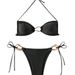 Women's Sexy Solid Color Bikini Swimsuit 2 Piece Set Cross Strap Bikini For Vacation And Beachwear_ecoleips.com