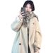 Elegant Double-Faced Wool Coat For Women - Long Loose Fit Trench Coat With Polo Collar, Spring Winter Fashion Outerwear (Beige, Black)_ecoleips.com