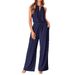 Women's Clothing Hollow Halter Neck Sleeveless Top Wide Leg Pants Fashion Casual Suit_ecoleips.com