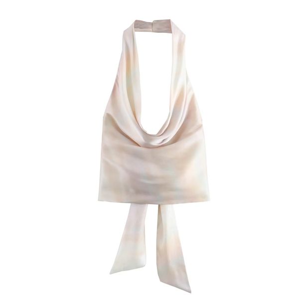 10687-Summer New Women's Clothing In European And American Style, Halter Neck, Lace-up, Backless, Small Camisole Top_ecoleips.com