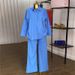 Women's Clothing Summer New Sweet And Fresh Lapel Long Sleeved Beaded Shirt High Waist Straight Pants Two Piece Suit_ecoleips.com