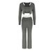 AC597 Fashionable And Sexy Hollow Knit Lace Trim Cardigan Slim Fit Long Sleeve Pants 3-Piece Set For Women_ecoleips.com