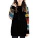2025 Spring And Autumn Plus Size Women's Striped Shoulder Long Sleeved Color Blocked Hoodie Round Neck Loose T-shirt_ecoleips.com