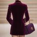 European And American Women's Suits, Spring-summer New Slim-fit Double-breasted Velvet Color-block Evening_ecoleips.com