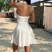 Pure & Flirty Halter Neck Dress – Corset Waist Mini Dress With Ruffle Hem, Summer Vacation Bodycon Dress (White, S/M/L/XL)_ecoleips.com