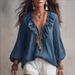 Women's Clothing Elegant Casual Women's V Neck Shirt Lantern Sleeve Blouse For Formal & Casual For Women_ecoleips.com