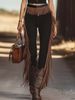 Aria Basics European And American Autumn Women's Fashion Tassel Casual Pants, Solid Color Slim-fit Trousers_ecoleips.com