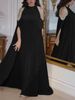 Verve Trade Muslim Celebrity Style Elegant Sequin Cape Batwing Sleeve Inner Tube Top Dress Two Pieces_ecoleips.com