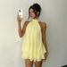 European And American Cross-border Women's Holiday Slim-fit Sexy Backless Halter-neck Tie-waist Tank Top With Puffy_ecoleips.com