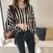 Women's Loose Plus Size Striped Shirt Women's Long Sleeve Top Thin Jacket Wholesale_ecoleips.com
