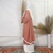 Verve Arabic Women's Ice Silk Wrinkled Two-Piece With Bowknot, Solid Color Double-Layer Hat, Long Sleeve Dress Set_ecoleips.com