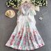 Women's French Style Lace Trimmed Stand up Collar Dress Long Sleeved Elegant Full Skirt Tie Waist Spring Autumn Resort Wear_ecoleips.com