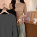 Korean Version Brushed Cotton Warm Long-Sleeve Base Shirt, Slim-Fit Herringbone Splicing Design For Spring, Autumn, And_ecoleips.com