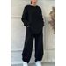 Women's Clothing Hot Selling Cross Border Autumn/Winter Women's Fashion Casual Solid Color Round Neck Long Sleeve Fashion Sports Suit Versatile_ecoleips.com