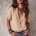 Women's 100% Cotton Pleated V Neck Casual Shirt Top New Arrival Bestselling_ecoleips.com