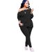 Women's Autumn/Winter Casual Two Piece Set Button Down Off Shoulder Pleated Drawstring Trousers_ecoleips.com