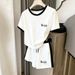 Summer Women's Coconut Tree Letter Print Short Sleeve Crew Neck T-Shirt And Interlocking Shorts Set 8010 Print_ecoleips.com