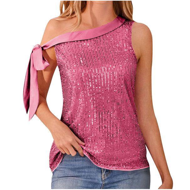 Aria Basics Aria Basics Cross-border Foreign Trade Women's Clothing 2024 Summer Sequin Camisole Party Tank Top Shirt For Women In_ecoleips.com