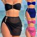 Women's Sexy Solid Color Bikini Set - Strapless 3-Piece Swimwear With Sheer Cover-Up | Trendy & Elegant_ecoleips.com