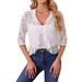 European American Cross-border 2026 New Elegant And Stylish Women's Ruffled Front-open Short Lace Top_ecoleips.com