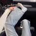 Women's Rhinestone Flared Jeans – High Waist Wide Leg Trousers With Straight Cut & Floor-Length Hem (S-2xl, Light Blue Cotton Denim)_ecoleips.com